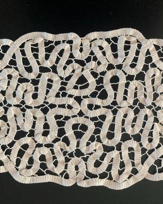 centrino ovale beige tombolo fuselli vintage 26X15