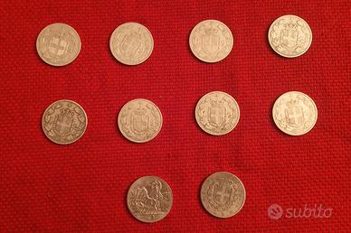 regno d'italia 2 lire argento 10 monete