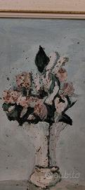 '900: Quadro olio impress."Vaso Fiori" f.to Grasso
