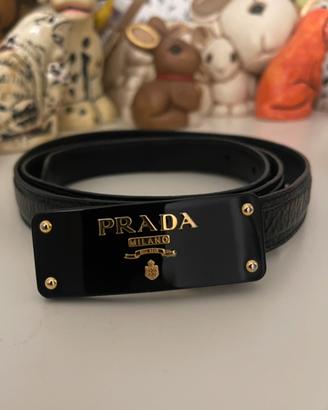 Cintura PRADA originale nera con placca logo