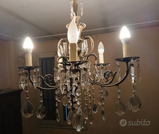 lampadario a bracci vintage con pendenti
