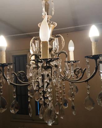 lampadario a bracci vintage con pendenti