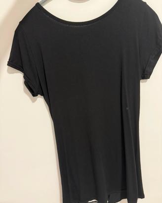 Vestito corto nero in maglina con zip e righe