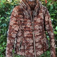 giacca piumino donna marrone a fiori bianchi TG m