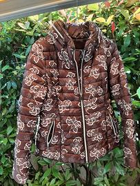 giacca piumino donna marrone a fiori bianchi TG m