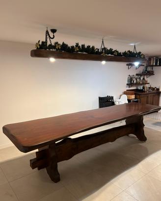 Arredo legno massello - tavolo 350 cm e angolo bar