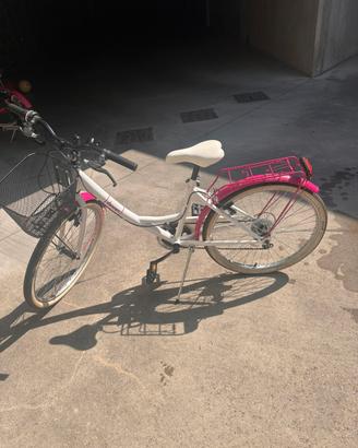 Bicicletta da donna 24” bianca e rosa – 6 marce