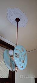 Lampadario azzurro e oro