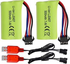2 Batterie Litio 7.4V 500mAh + USB RC