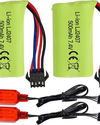 2 Batterie Litio 7.4V 500mAh + USB RC