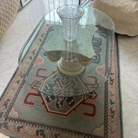 Tavolino in vetro con colonna Romana alla base