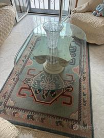 Tavolino in vetro con colonna Romana alla base