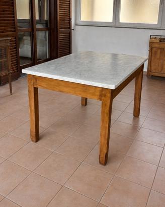 Tavolo in marmo e ciliegio massello