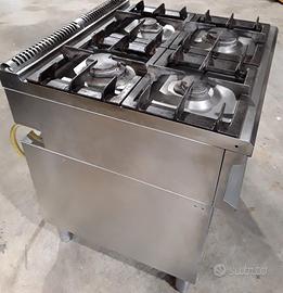 Cucina a Gas Professionale in Acciaio - 4 Fuochi
