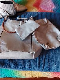 borsa argento similpelle 