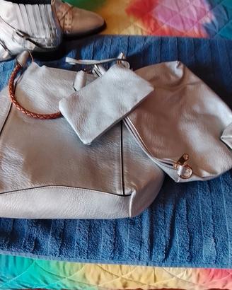 borsa argento similpelle 