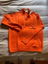 maglione  lupetto con cerniera arancione