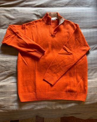 maglione  lupetto con cerniera arancione