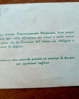RICEVUTA CASINO TRIPOLI '38 ORIGINAL COLONIE LIBIA