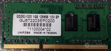 RAM SODIMM DDR3 1333 da 1GB