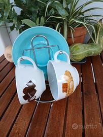 set tazzine con piattini e supporto
