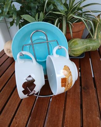 set tazzine con piattini e supporto