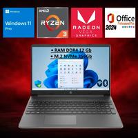 Laptop HP con Ryzen 3, RAM DDR4 12Gb NVMe 256Gb...
