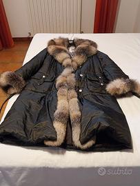 Cappotto donna lungo in poumino e pelliccia