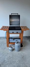 Barbecue a gas 2 fuochi con grill e piastra