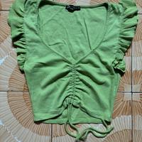 💚Maglia Zara verde con arriciatura frontale💚