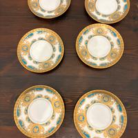 Set di 6 piattini vintage decorati oro e blu