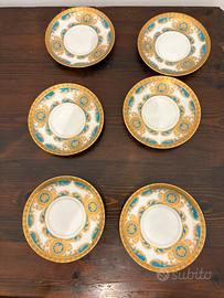 Set di 6 piattini vintage decorati oro e blu