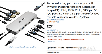 Docking Station DP, HDMI, USB, ETH 2.5G – NUOVO