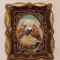 Quadro vintage con luce capoletto sacra famiglia