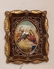 Quadro vintage con luce capoletto sacra famiglia