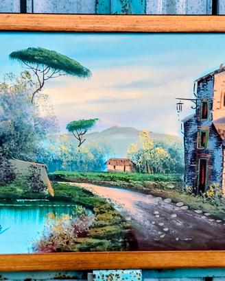 Quadro con Rudere antico dipinto a olio firmato.