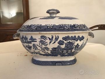 Antiquariato zuppiera porcellana decoro Willow