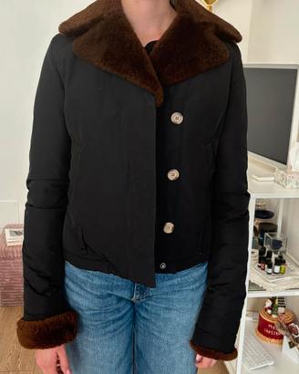 Woolrich bomber corto con collo in pelliccia