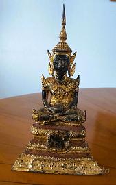 Buddha bronzo dorato e laccato