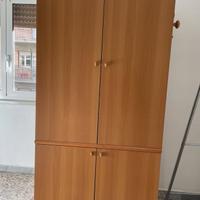 Credenza armadio con mensole in legno, con chiave