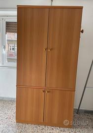 Credenza armadio con mensole in legno, con chiave