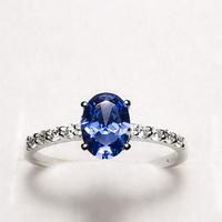 Anello Oro Bianco 18 KT con Diamanti e Tanzanite 