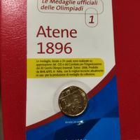 medaglia commemorativa placcata oro Atene 1896