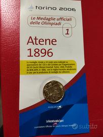 medaglia commemorativa placcata oro Atene 1896