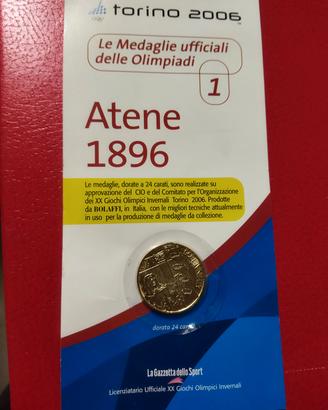 medaglia commemorativa placcata oro Atene 1896