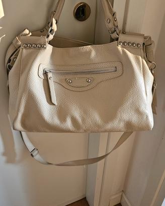 borsa vera pelle beige