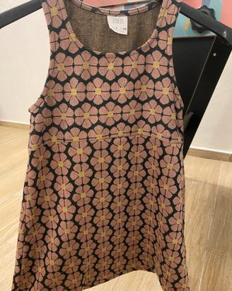 Abito Zara Kids floreale rosa e nero 6 anni 116 cm