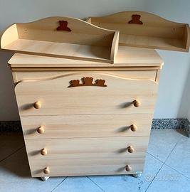 Cassettiera fasciatoio bagnetto MIBB con mensole