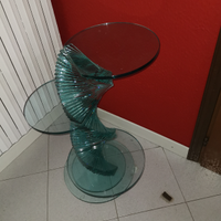 Triplo tavolino in cristallo a 3 ripiani