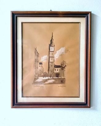 Dipinto originale "Londra" (1979) di Sandro Crenna